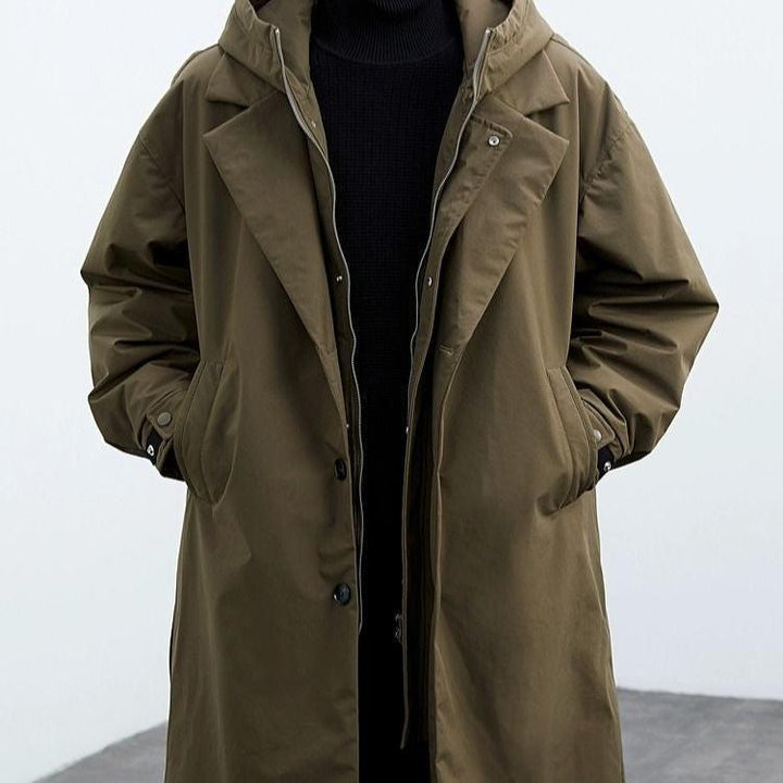 Miłosz | Płaszcz Trench z Kapturem Męski Khaki