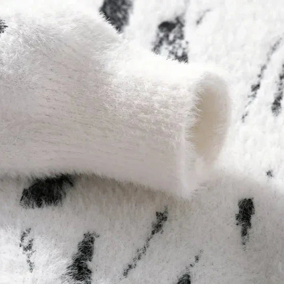 Leo | Szary Dzianinowy Sweter z Wzorem Pędzla