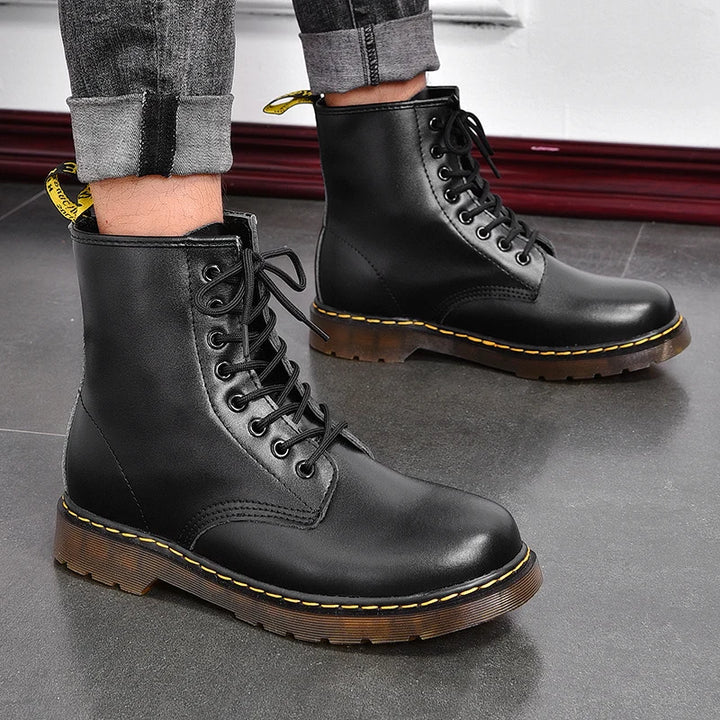 Jules | Skórzane Buty Militarne Wiązane Ocieplane