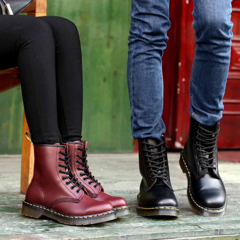 Jules | Skórzane Buty Militarne Wiązane Ocieplane