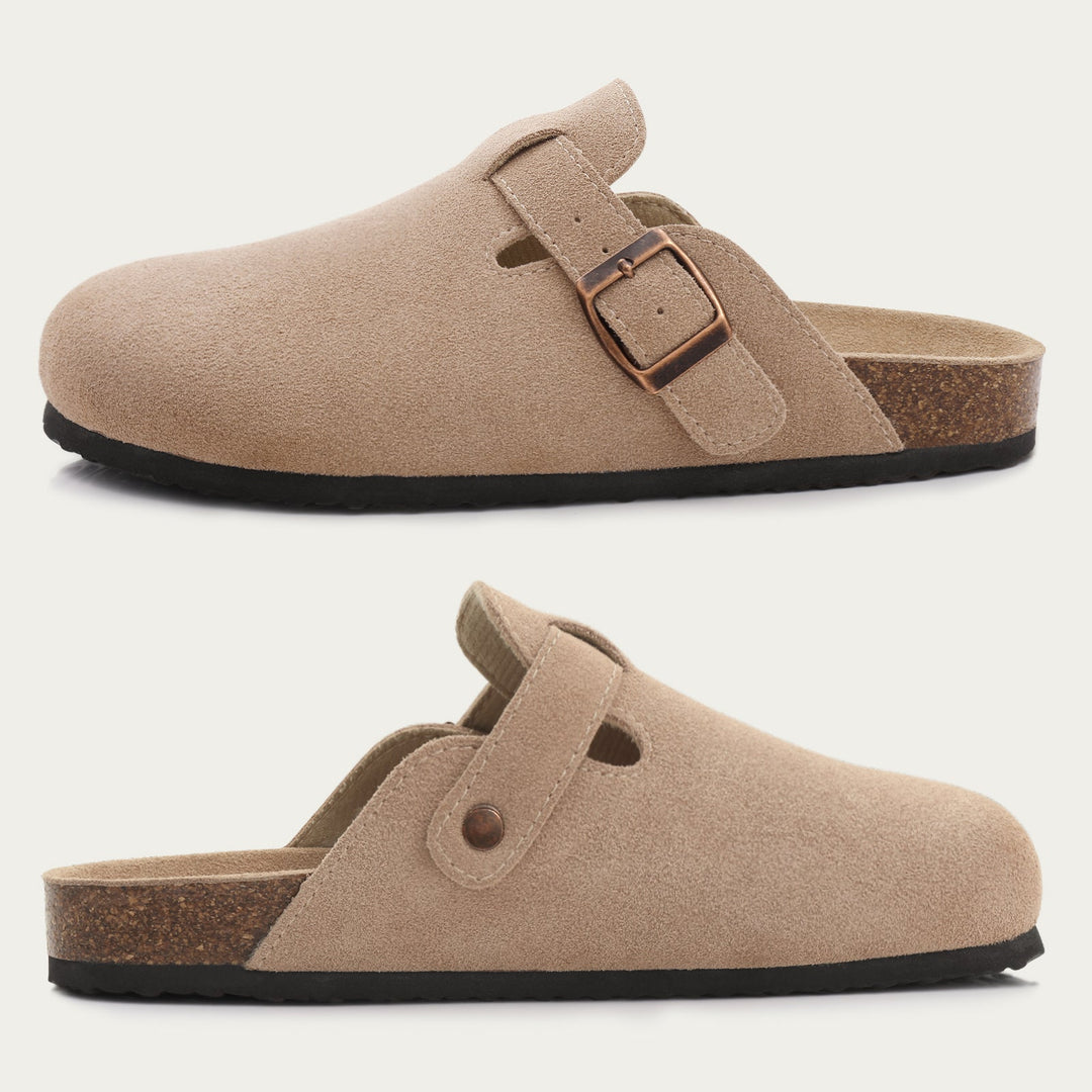 Paulina | Zamszowe Chodaki Khaki Regulowanym Paskiem