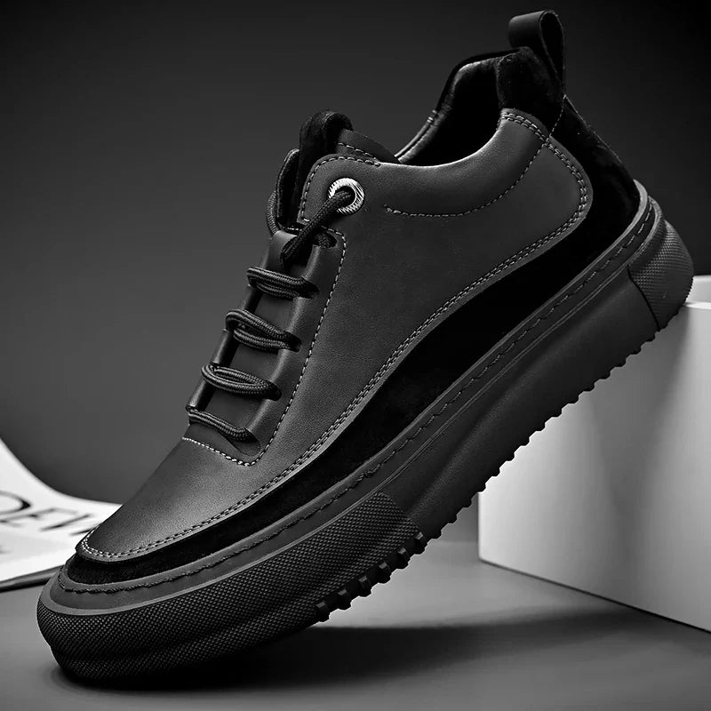 Jakub | Brązowe Skórzane Sneakersy Męskie Wiązane