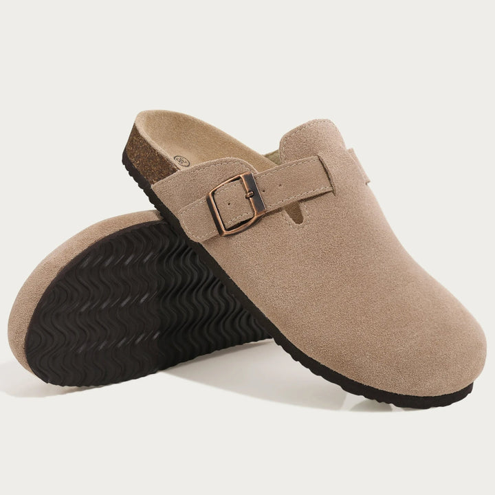 Paulina | Zamszowe Chodaki Khaki Regulowanym Paskiem
