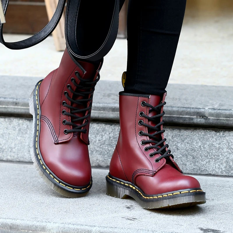 Jules | Skórzane Buty Militarne Wiązane Ocieplane