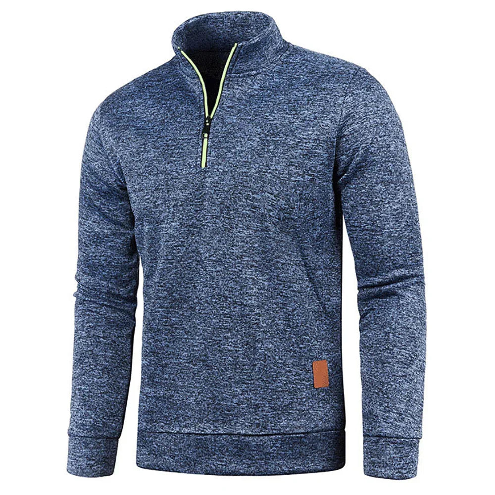 Dawid | Sweter Polo Męski z Zamkiem