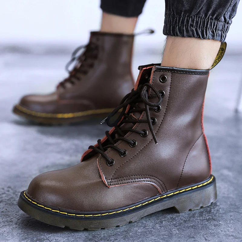 Remi | Skórzane Sznurowane Buty Bojowe