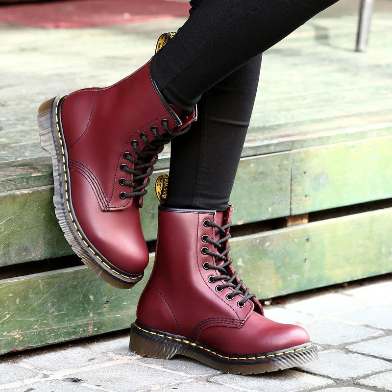 Jules | Skórzane Buty Militarne Wiązane Ocieplane