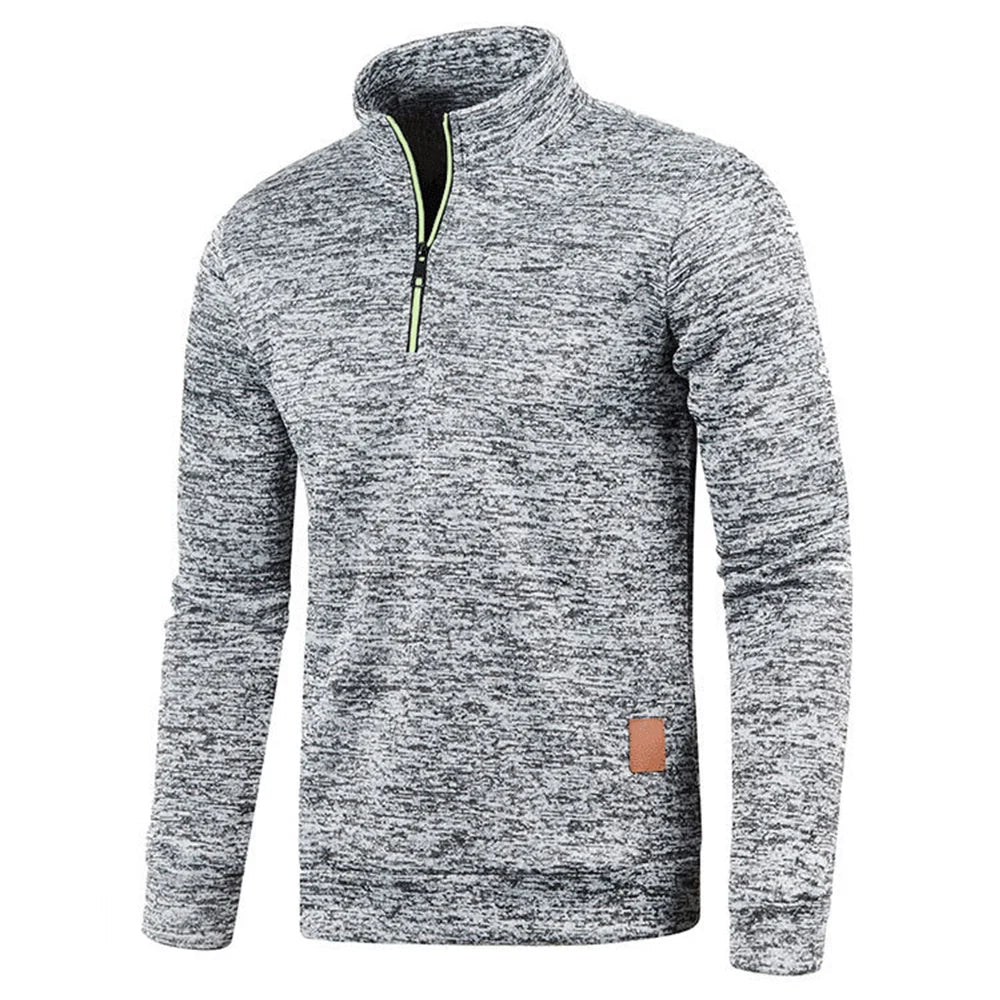 Dawid | Sweter Polo Męski z Zamkiem