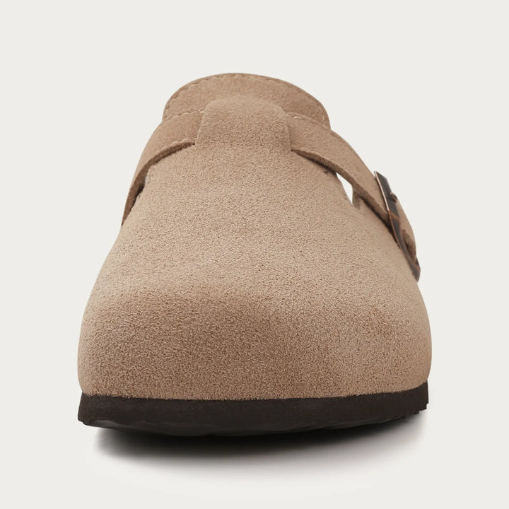 Paulina | Zamszowe Chodaki Khaki Regulowanym Paskiem