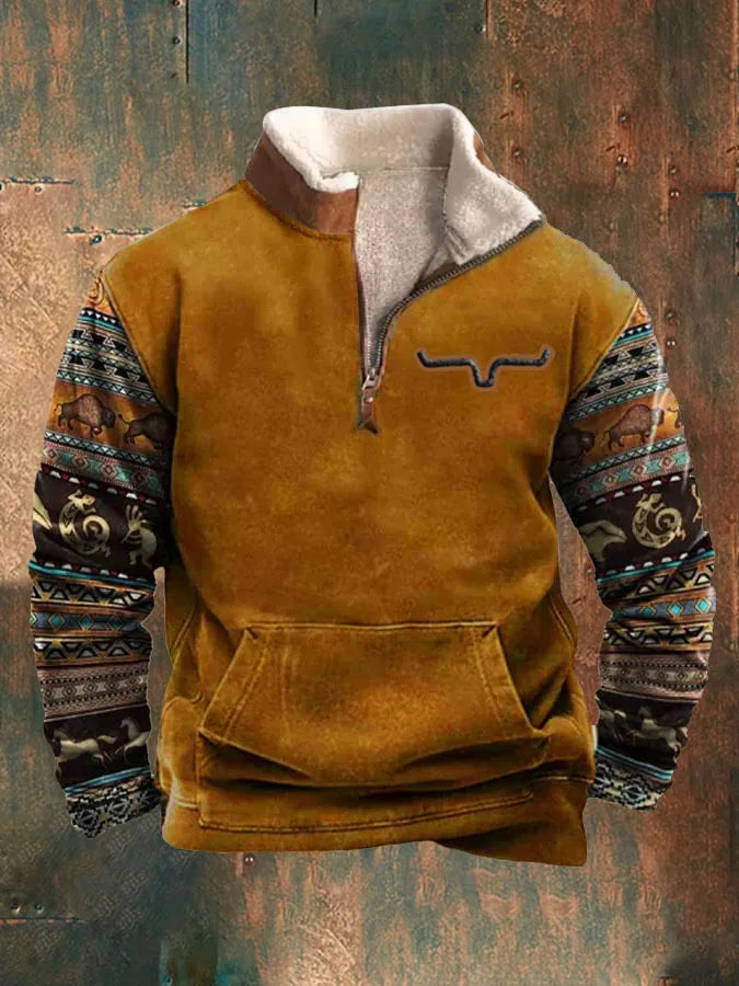 Rafał | Bluza z Polarowym Kołnierzem Zamek Ćwierć Print