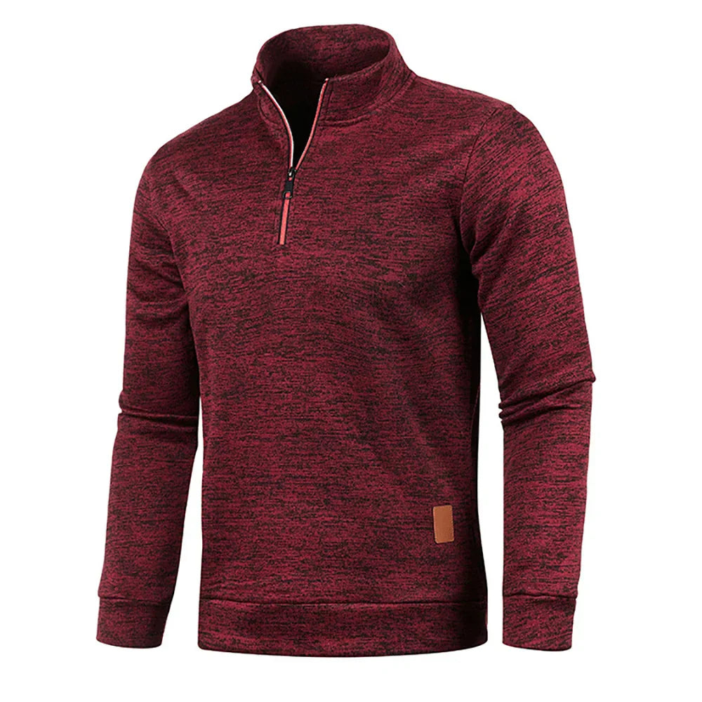 Dawid | Sweter Polo Męski z Zamkiem