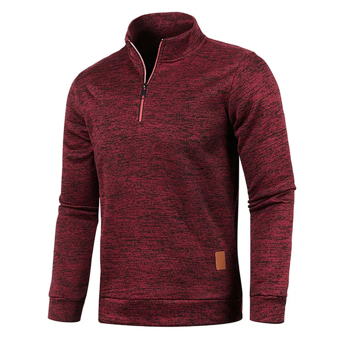 Dawid | Sweter Polo Męski z Zamkiem