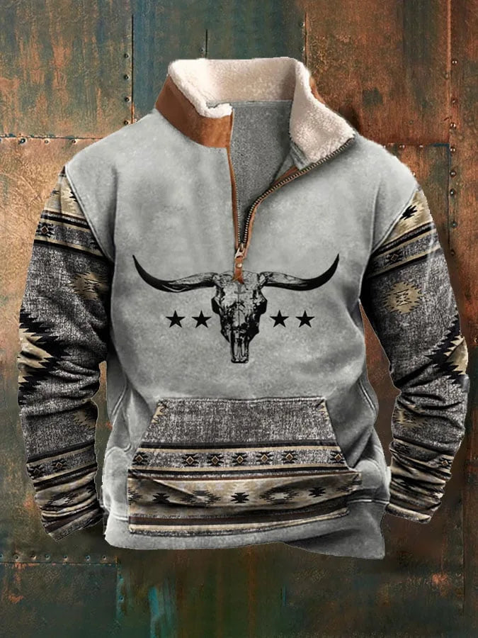 Rafał | Bluza z Polarowym Kołnierzem Zamek Ćwierć Print