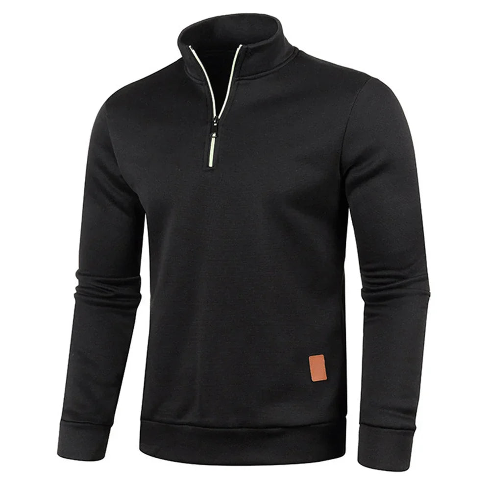 Dawid | Sweter Polo Męski z Zamkiem