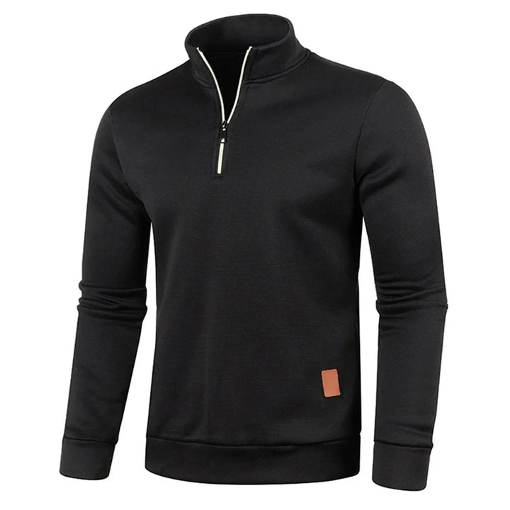Dawid | Sweter Polo Męski z Zamkiem