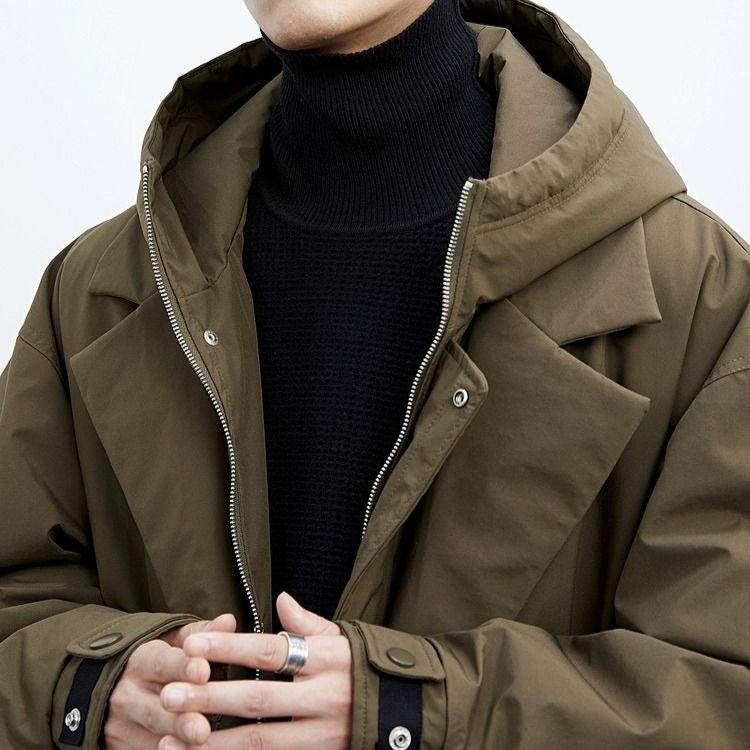 Miłosz | Płaszcz Trench z Kapturem Męski Khaki