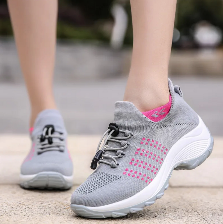 Aleksandra | Buty Sportowe Damskie Bordowe Dziane Sznurowane