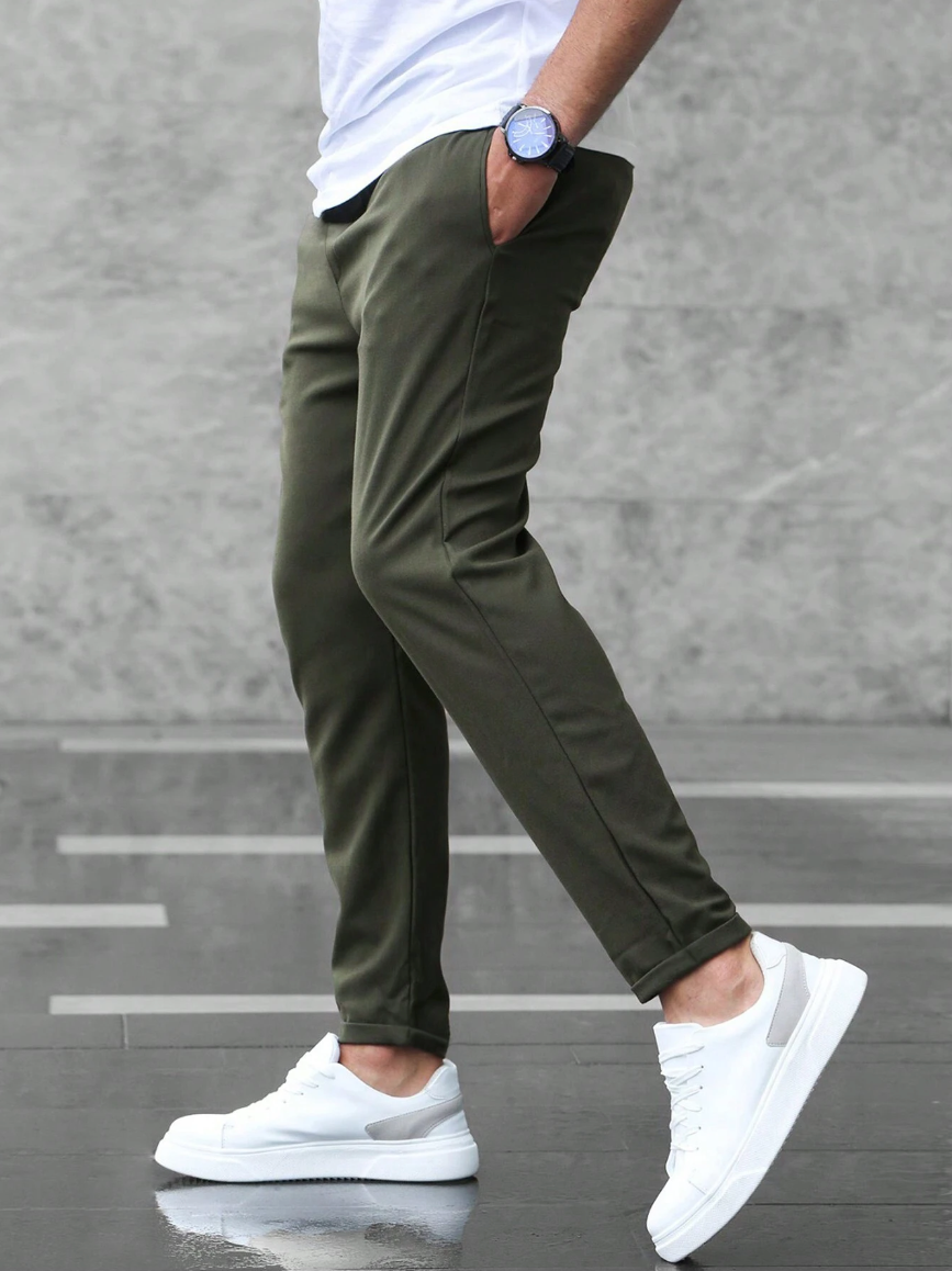 Igor | Męskie Spodnie Khaki Relaxed Fit ze Ściągaczem