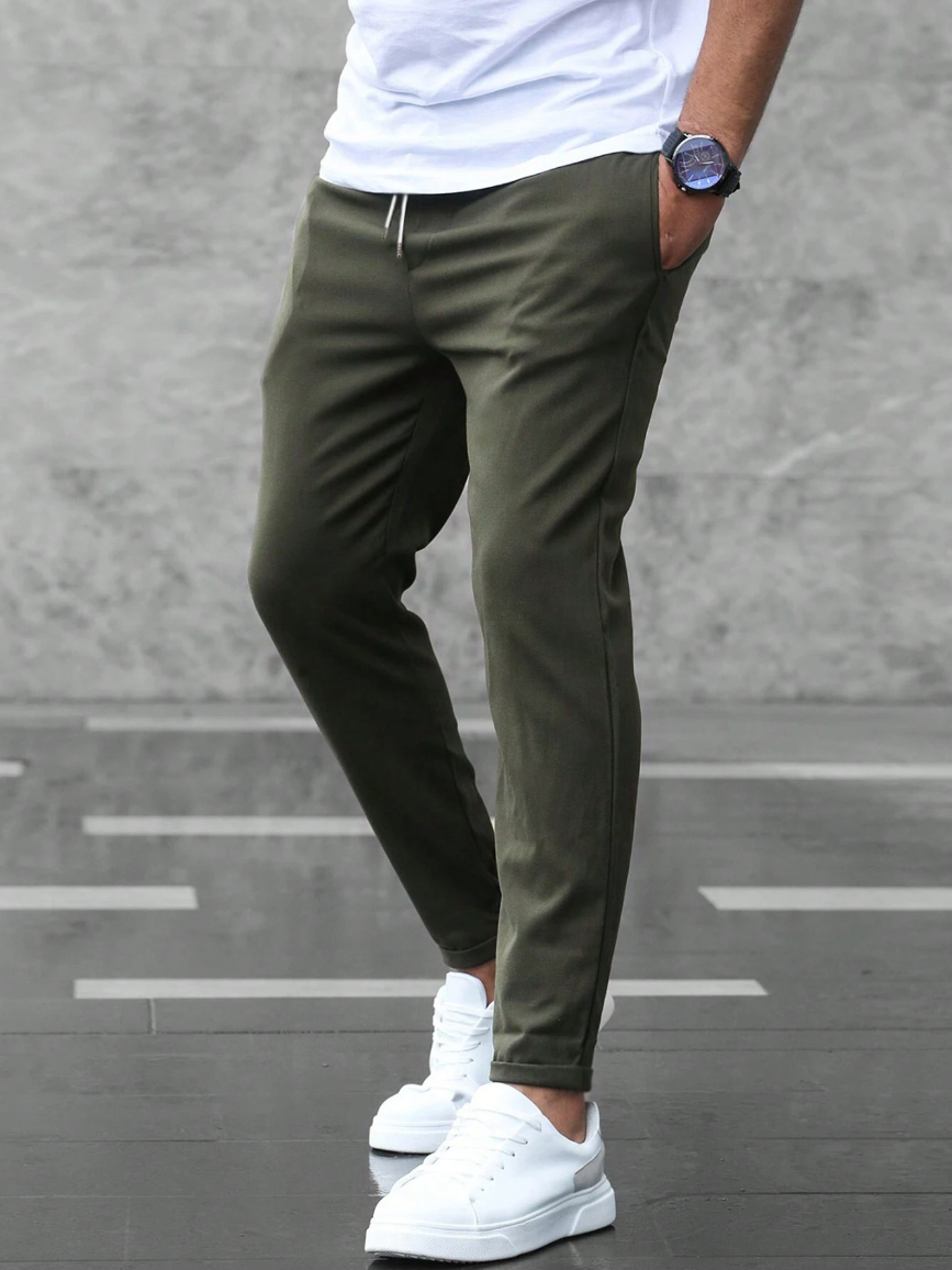 Igor | Męskie Spodnie Khaki Relaxed Fit ze Ściągaczem