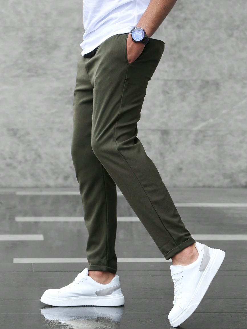 Igor | Męskie Spodnie Khaki Relaxed Fit ze Ściągaczem