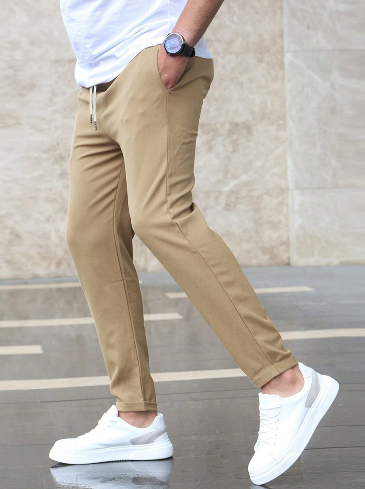 Igor | Męskie Spodnie Khaki Relaxed Fit ze Ściągaczem