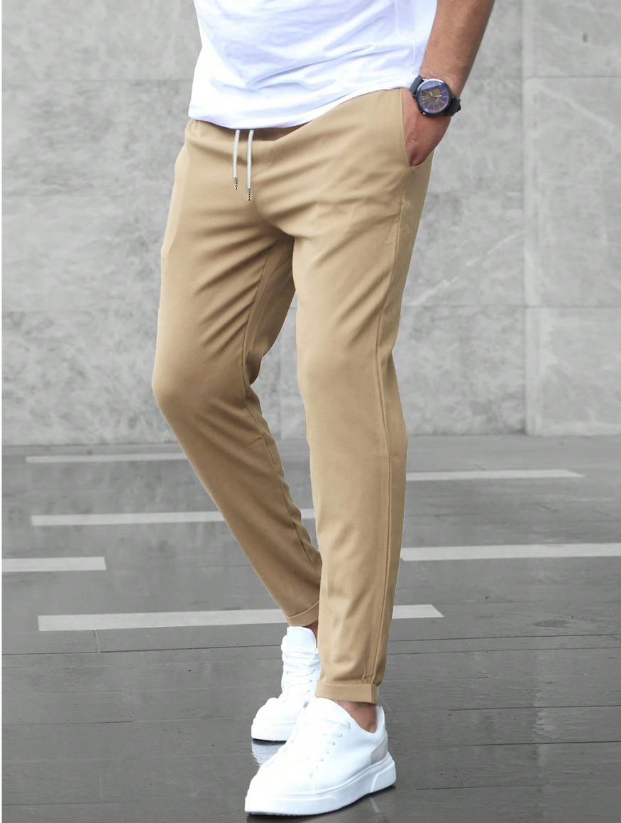 Igor | Męskie Spodnie Khaki Relaxed Fit ze Ściągaczem