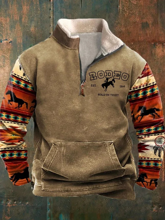 Rafał | Bluza z Polarowym Kołnierzem Zamek Ćwierć Print