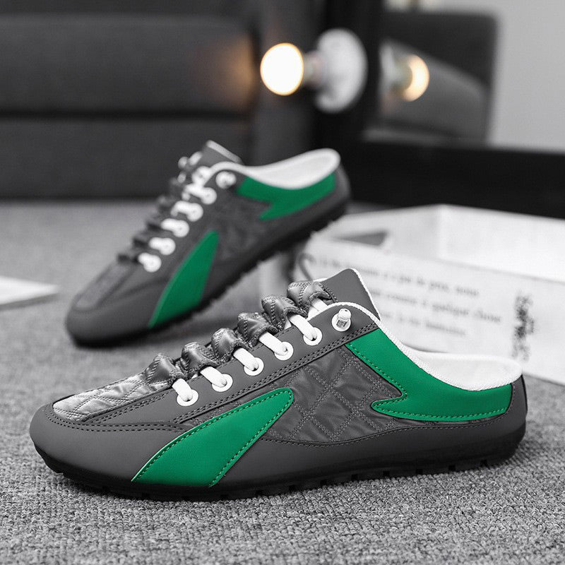 Maciej | Białe Pikowane Sneakersy Mule ze Sznurowadłami