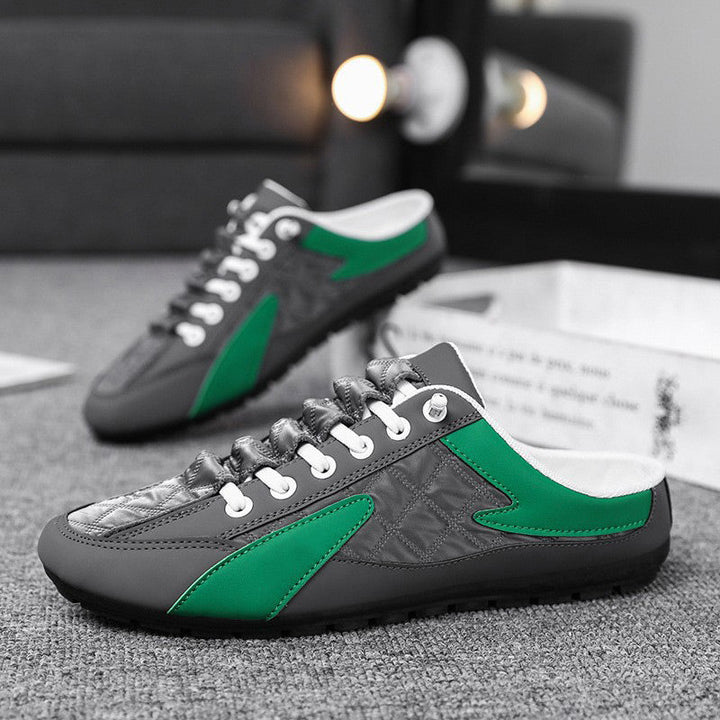 Maciej | Białe Pikowane Sneakersy Mule ze Sznurowadłami