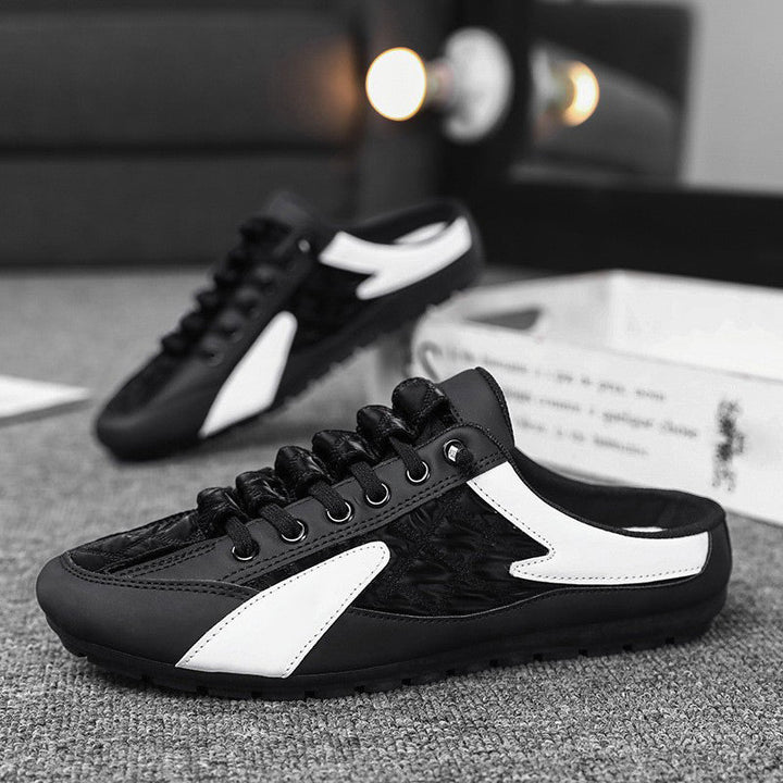 Maciej | Białe Pikowane Sneakersy Mule ze Sznurowadłami