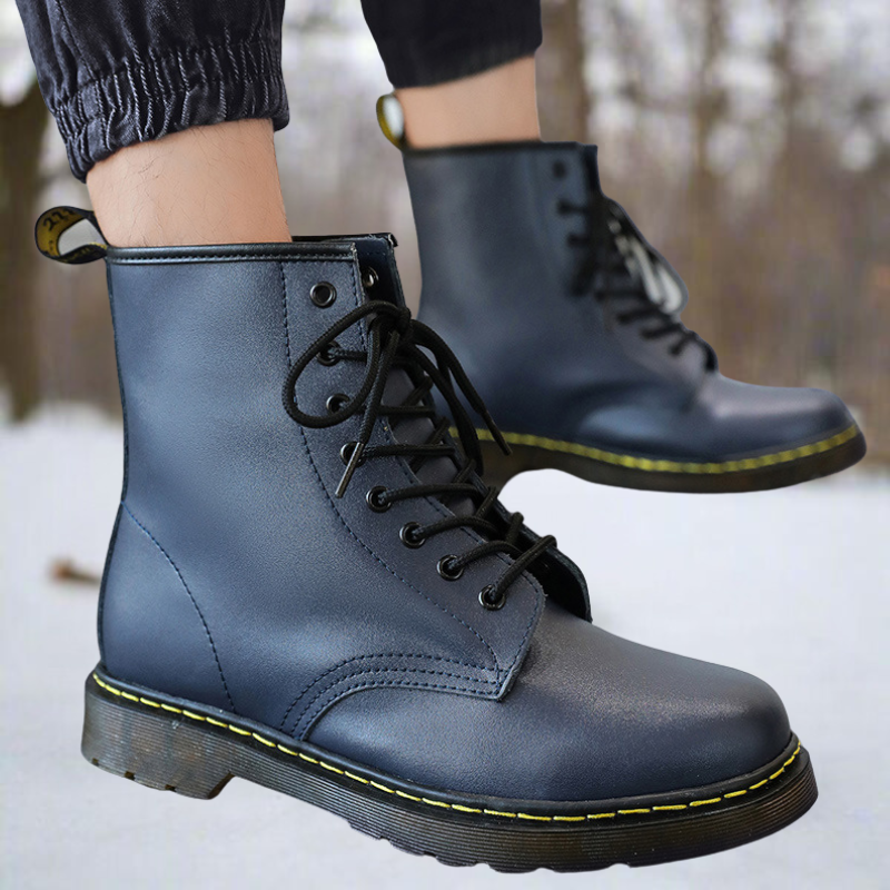 Eli | Czarne Skórzane Buty Combat Botki