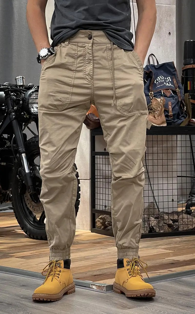 Krzysztof | Joggery Męskie Khaki Relaksowane ze Sznurkiem