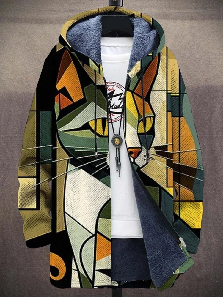 Adam | Bluza z Kapturem Wzorzysta Kocia Maska