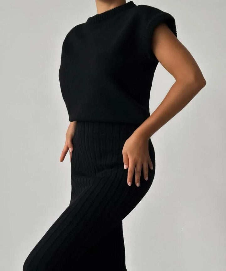 Marta | Dzianinowy Komplet Dwuczęściowy z Spódnicą Midi