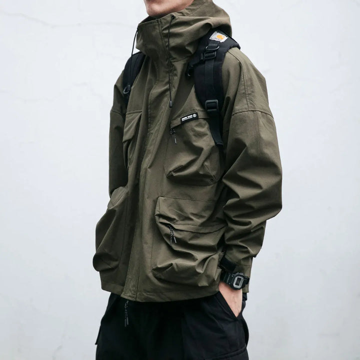 Dawid | Khaki Oversized Hooded Zip Jacket