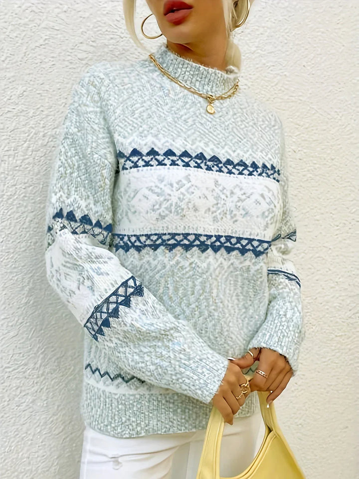 Barbara | Sweter Wzór Fair Isle Długi Rękaw