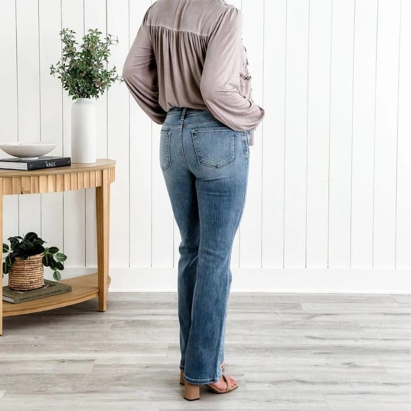 Wiktoria | Spodnie z Wysokim Stanem Dżinsowe Proste Bootcut