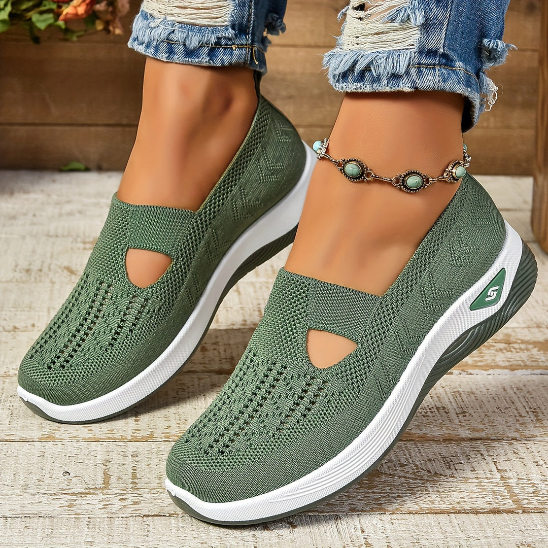 Emilia | Zielone Damskie Slip-On Tenisówki Dzianinowe