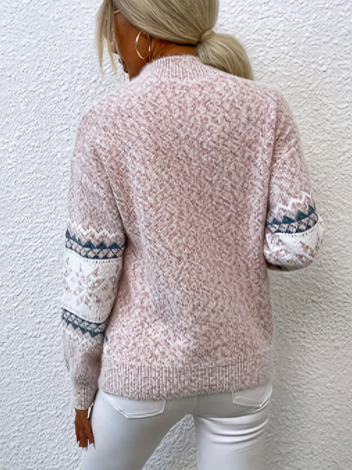 Marta | Sweter Wzorzysty Fair Isle Damska Długi Rękaw