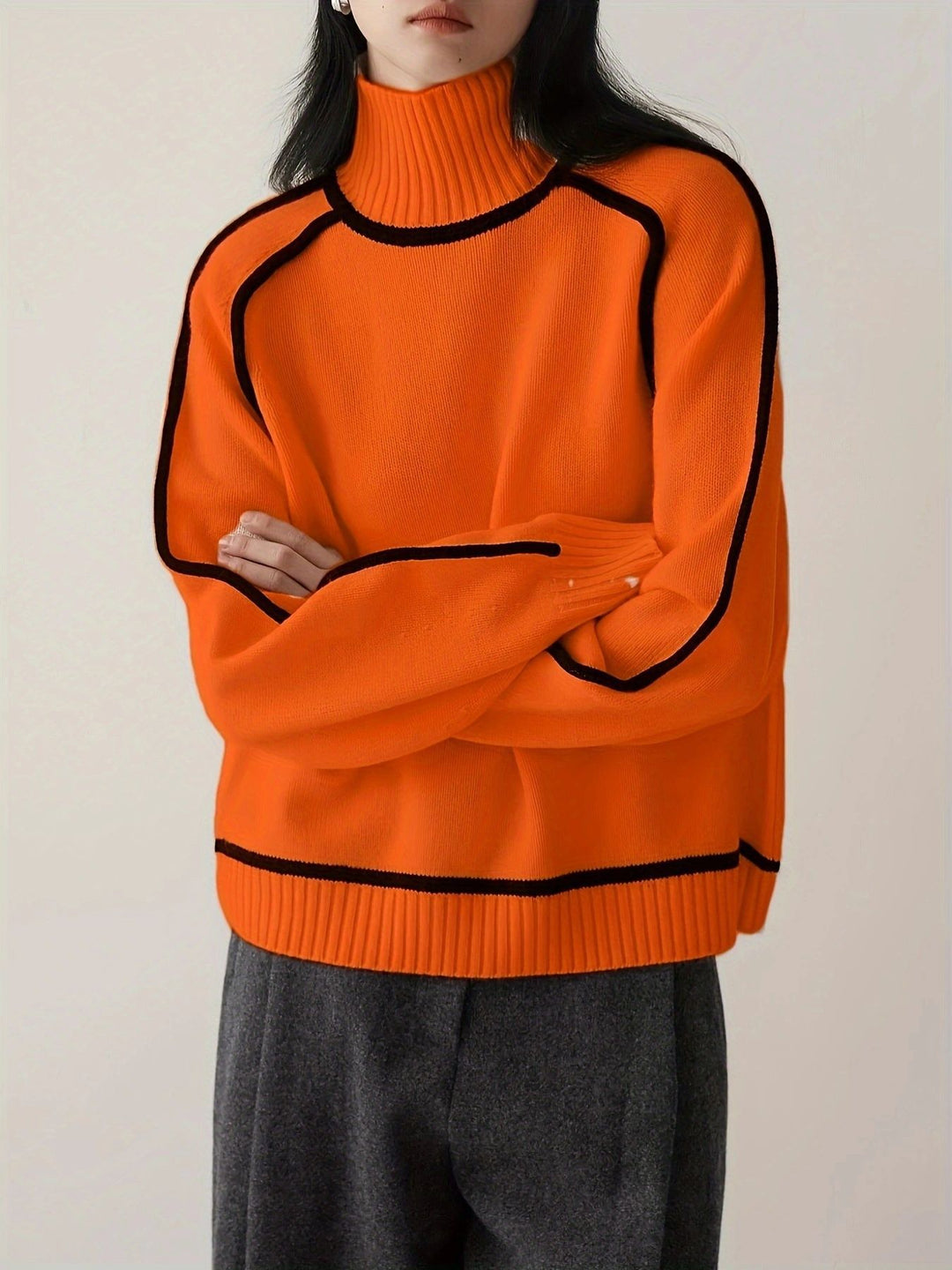 Paulina | Brązowy Golf Sweter Knitwear