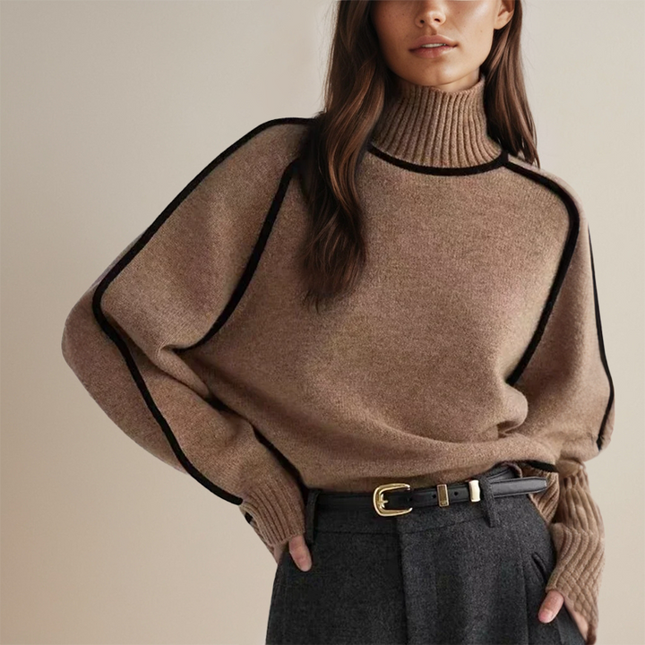 Paulina | Brązowy Golf Sweter Knitwear