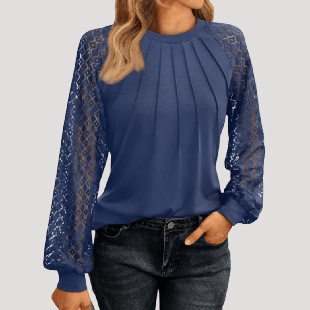 Natalia | Bordowa Bluzka z Długim Rękawem