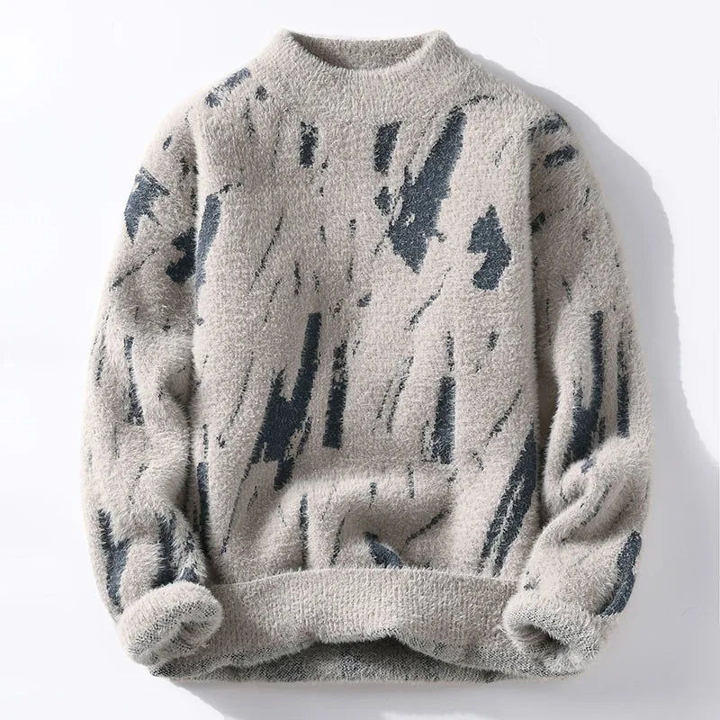 Sasza | Sweter Damski z Abstrakcyjnym Wzorem Longsleeve