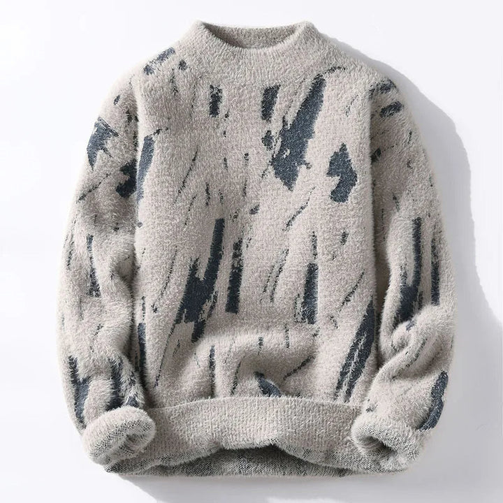 Sasza | Sweter Damski z Abstrakcyjnym Wzorem Longsleeve