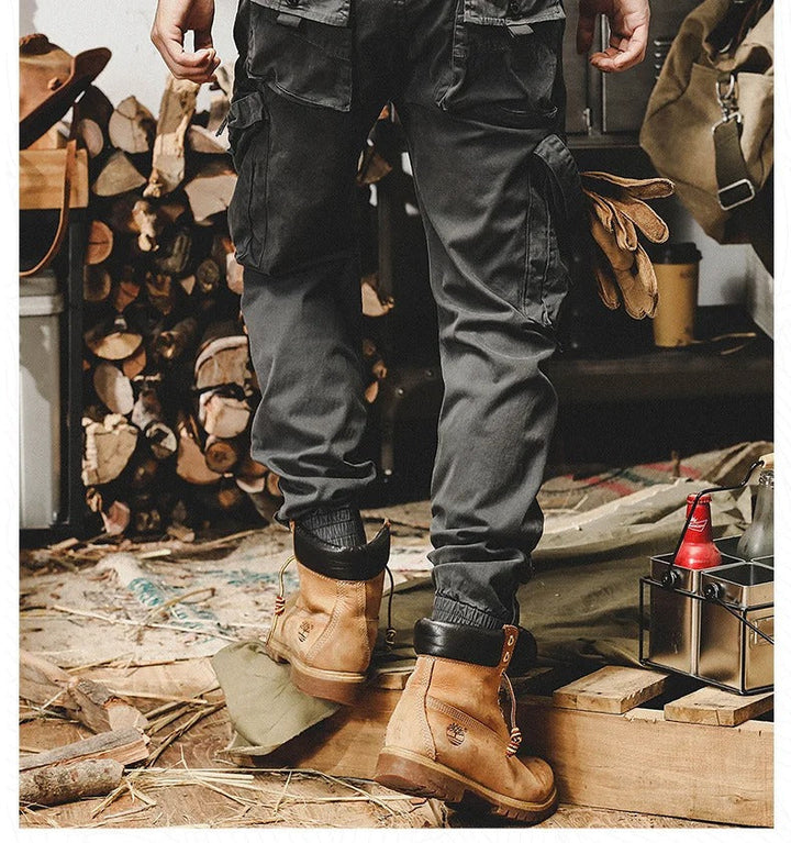 Patryk | Khaki Relaksowane Spodnie Jogger ze Ściągaczem