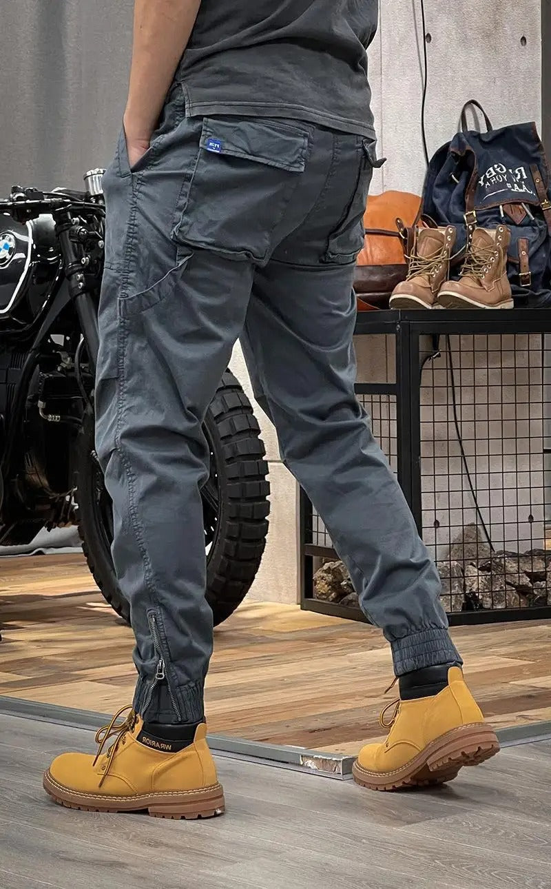 Patryk | Khaki Relaksowane Spodnie Jogger ze Ściągaczem