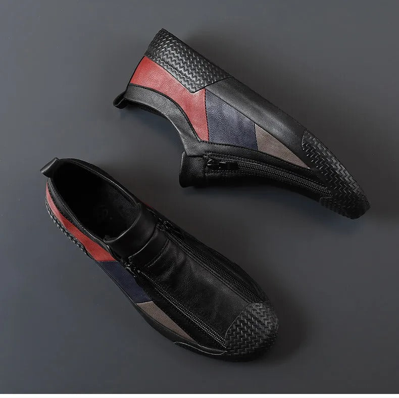 Jan | Męskie Skórzane Sneakersy Wsuwane Zamek