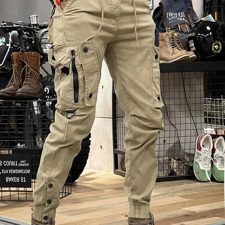 Patryk | Khaki Relaksowane Spodnie Jogger ze Ściągaczem