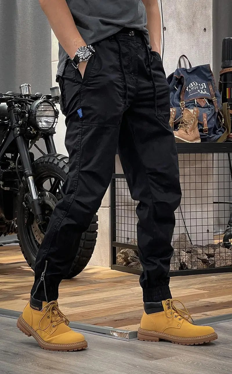 Patryk | Khaki Relaksowane Spodnie Jogger ze Ściągaczem