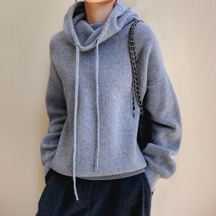 Paulina | Knitwear Sweter z Kapturem Oversize Ciemnozielony